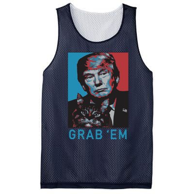 Funny Trump Cat Grab Em Cat Mesh Reversible Basketball Jersey Tank