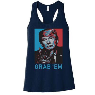 Funny Trump Cat Grab Em Cat Women's Racerback Tank