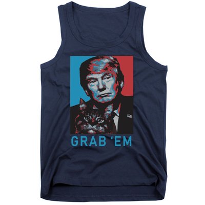 Funny Trump Cat Grab Em Cat Tank Top