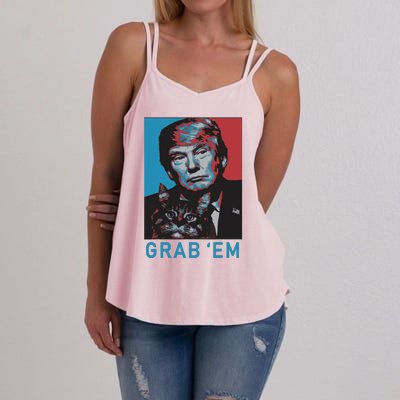 Funny Trump Cat Grab Em Cat Women's Strappy Tank