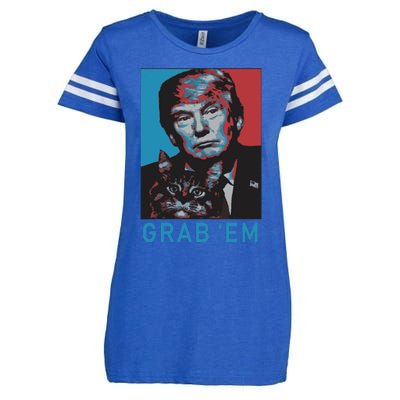 Funny Trump Cat Grab Em Cat Enza Ladies Jersey Football T-Shirt