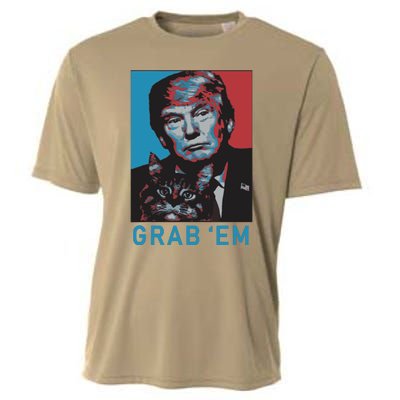 Funny Trump Cat Grab Em Cat Cooling Performance Crew T-Shirt