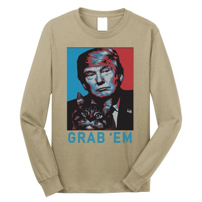 Funny Trump Cat Grab Em Cat Long Sleeve Shirt