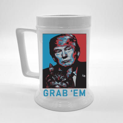 Funny Trump Cat Grab Em Cat Beer Stein