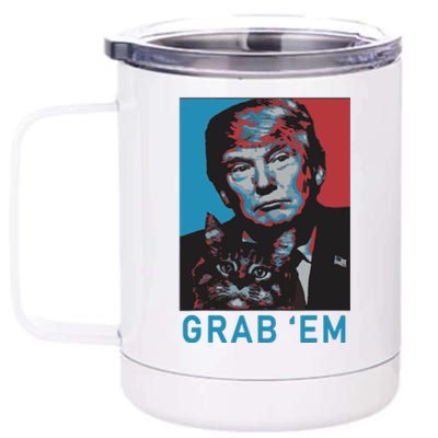 Funny Trump Cat Grab Em Cat 12 oz Stainless Steel Tumbler Cup