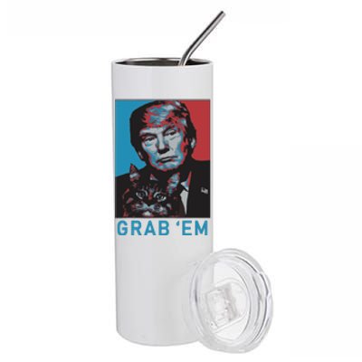 Funny Trump Cat Grab Em Cat Stainless Steel Tumbler