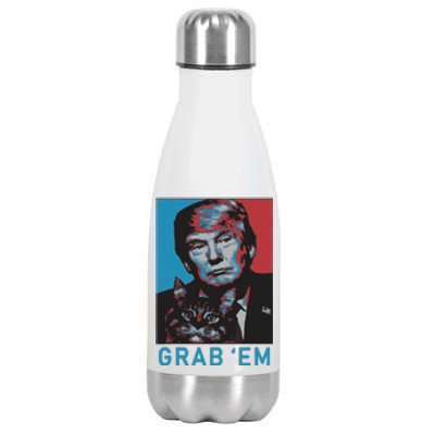 Funny Trump Cat Grab Em Cat Stainless Steel Insulated Water Bottle