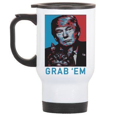 Funny Trump Cat Grab Em Cat Stainless Steel Travel Mug