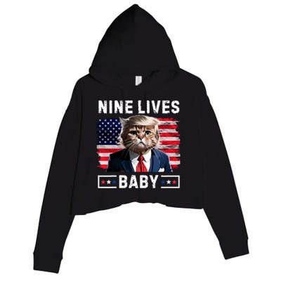 Funny Trump Cat 9 Lives Baby Nine Lives Cat Crop Fleece Hoodie