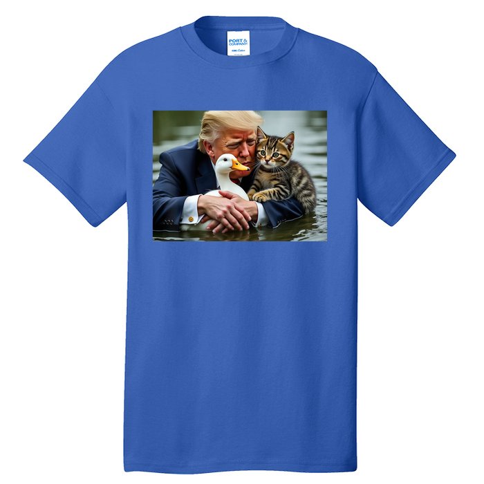 Funny Trump Cat And Duck Memes Christmas Halloween Vote Sign Tall T-Shirt