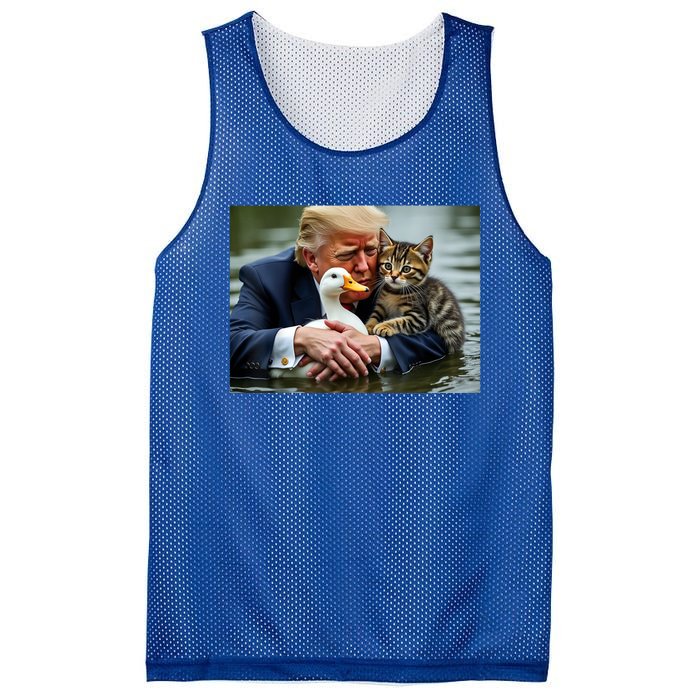 Funny Trump Cat And Duck Memes Christmas Halloween Vote Sign Mesh Reversible Basketball Jersey Tank