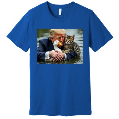 Funny Trump Cat And Duck Memes Christmas Halloween Vote Sign Premium T-Shirt