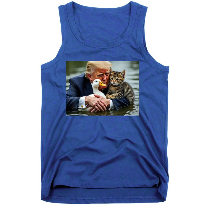 Funny Trump Cat And Duck Memes Christmas Halloween Vote Sign Tank Top