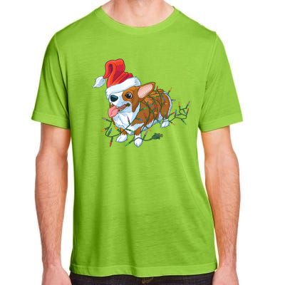 Funny Tangled Christmas Lights Corgi Dog Adult ChromaSoft Performance T-Shirt