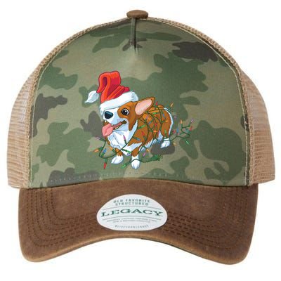 Funny Tangled Christmas Lights Corgi Dog Legacy Tie Dye Trucker Hat