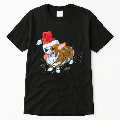 Funny Tangled Christmas Lights Corgi Dog Tall T-Shirt