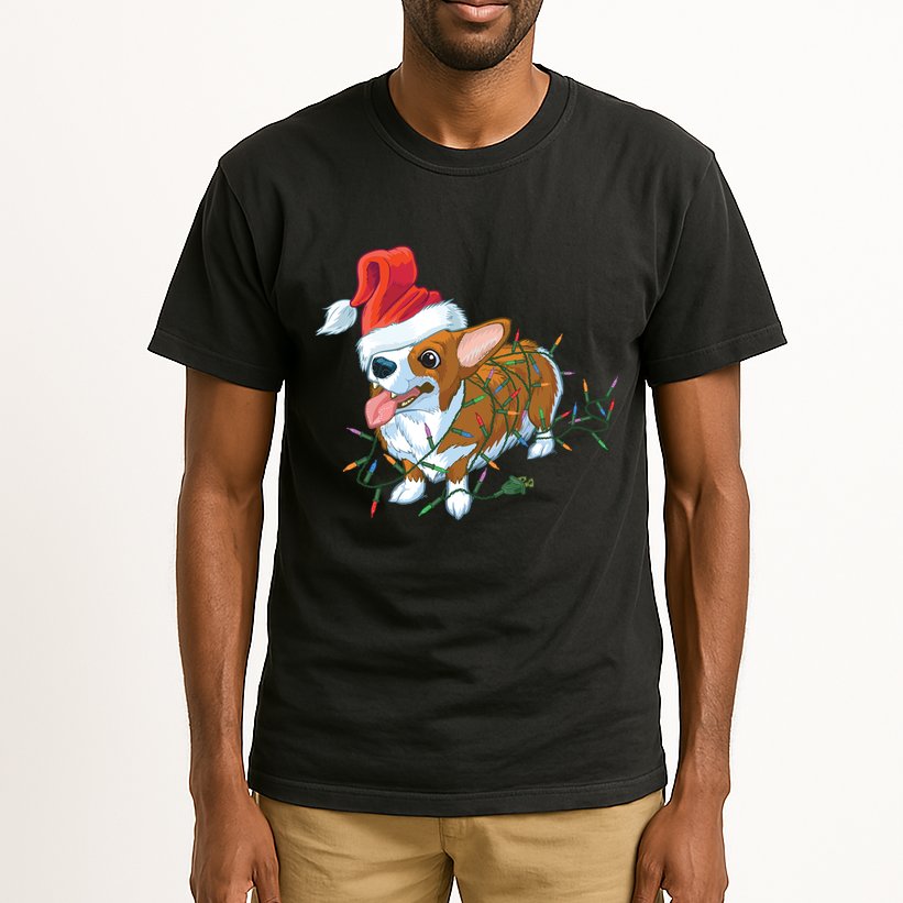 Funny Tangled Christmas Lights Corgi Dog Tall T-Shirt