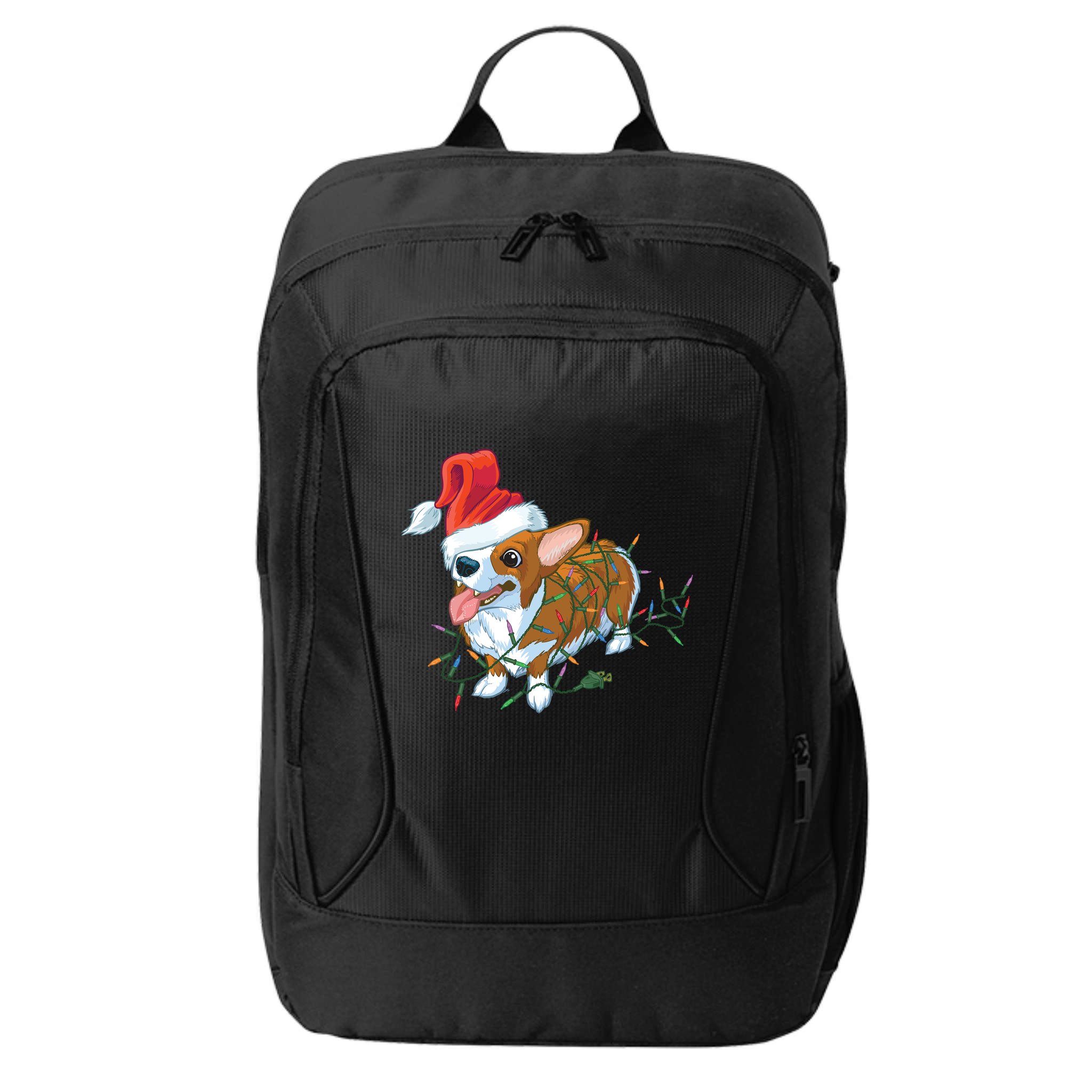 Funny Tangled Christmas Lights Corgi Dog City Backpack