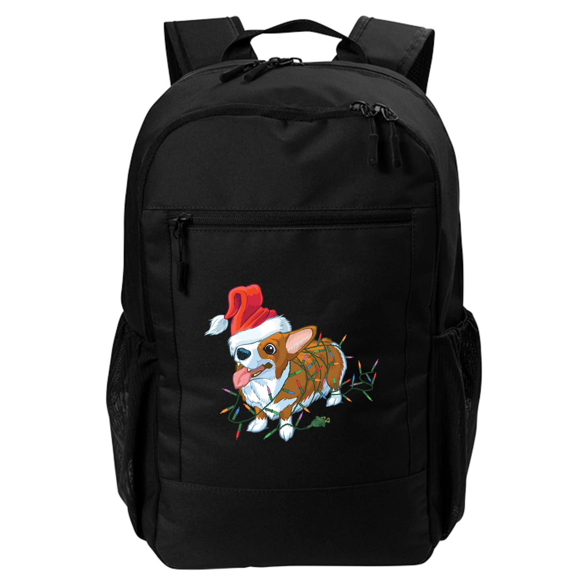 Funny Tangled Christmas Lights Corgi Dog Backpack
