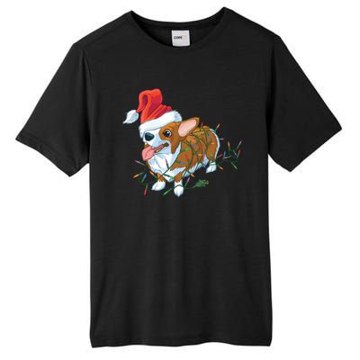 Funny Tangled Christmas Lights Corgi Dog Tall Fusion ChromaSoft Performance T-Shirt