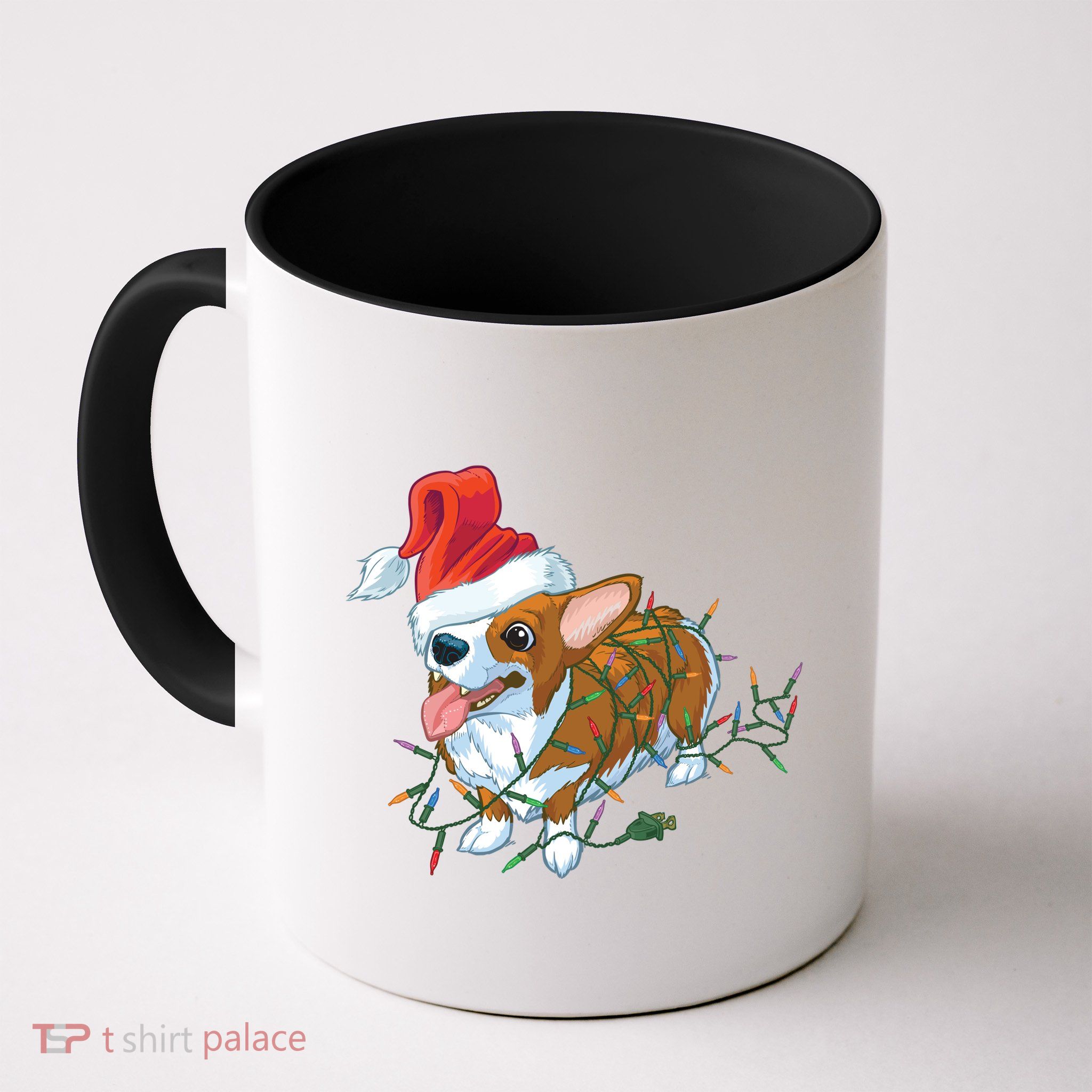 Funny Tangled Christmas Lights Corgi Dog Mug