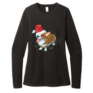 Funny Tangled Christmas Lights Corgi Dog Womens CVC Long Sleeve Shirt