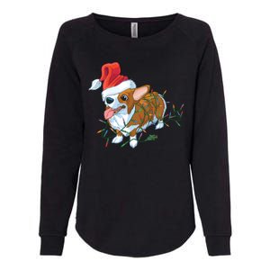 Funny Tangled Christmas Lights Corgi Dog Womens California Wash Sweatshirt