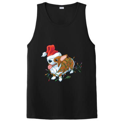 Funny Tangled Christmas Lights Corgi Dog PosiCharge Competitor Tank