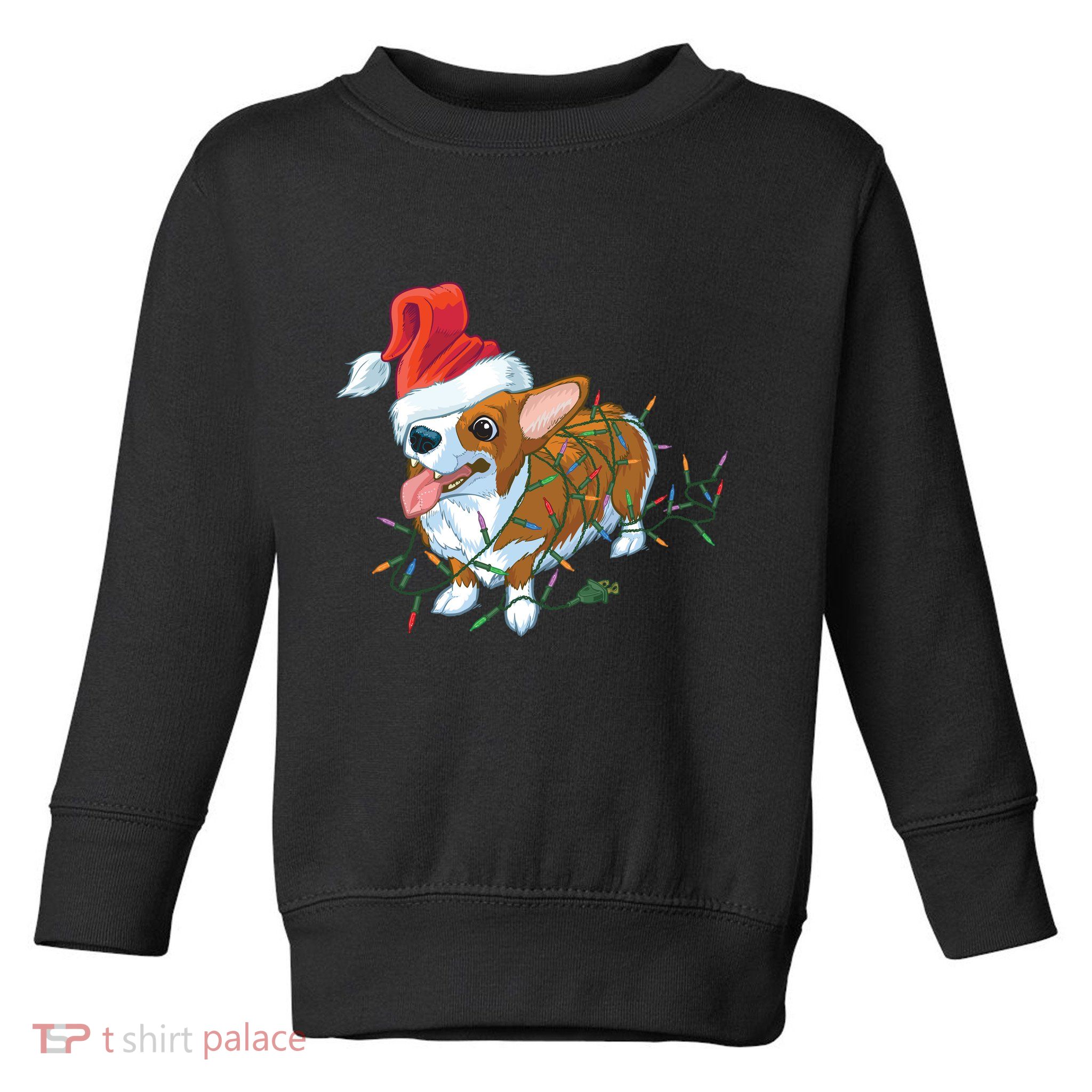 Funny Tangled Christmas Lights Corgi Dog Toddler Sweatshirt