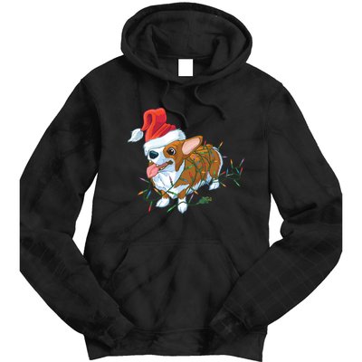 Funny Tangled Christmas Lights Corgi Dog Tie Dye Hoodie