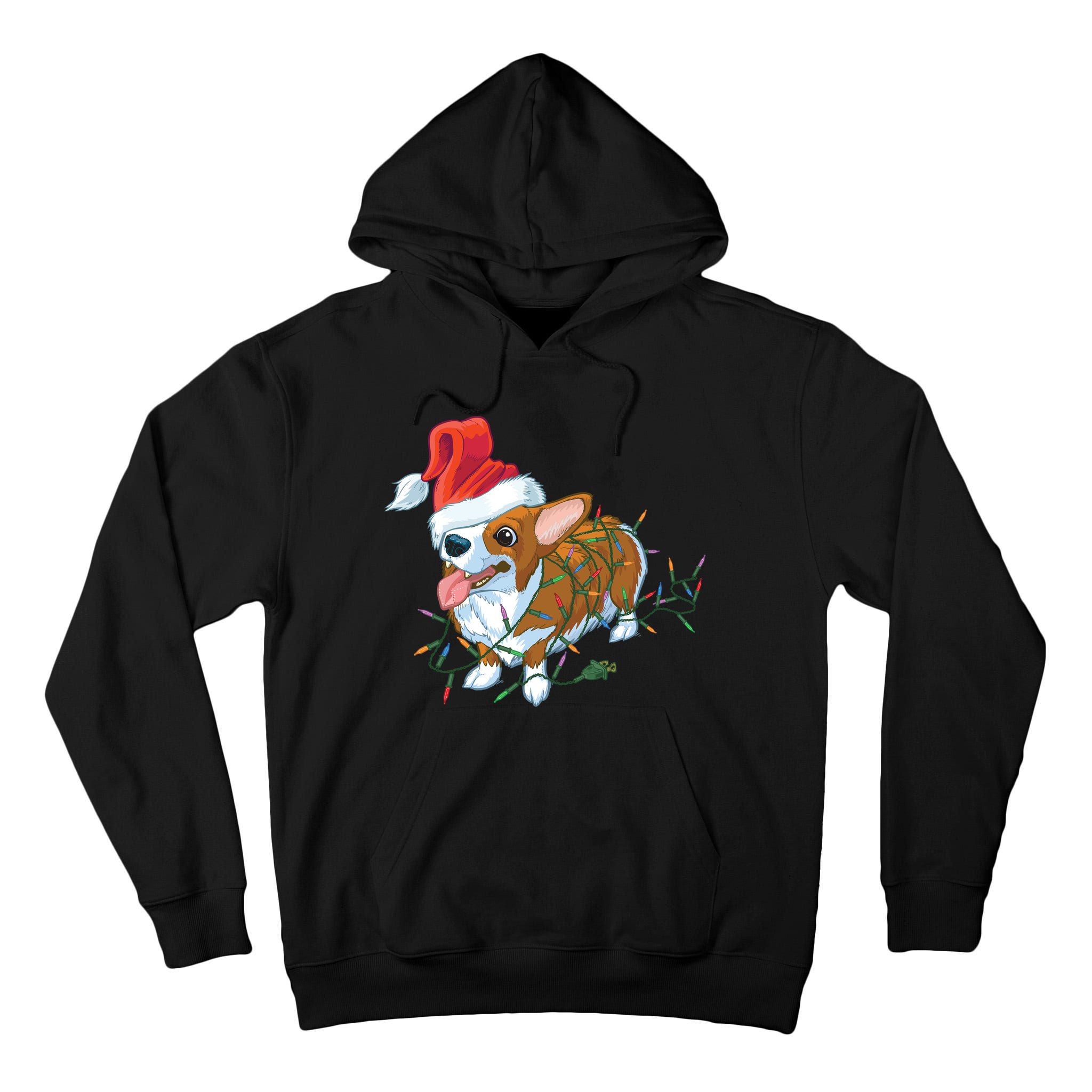 Funny Tangled Christmas Lights Corgi Dog Tall Hoodie