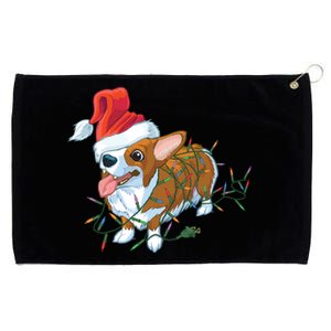 Funny Tangled Christmas Lights Corgi Dog Grommeted Golf Towel