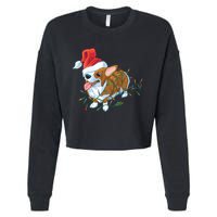 Funny Tangled Christmas Lights Corgi Dog Cropped Pullover Crew