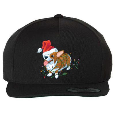 Funny Tangled Christmas Lights Corgi Dog Wool Snapback Cap