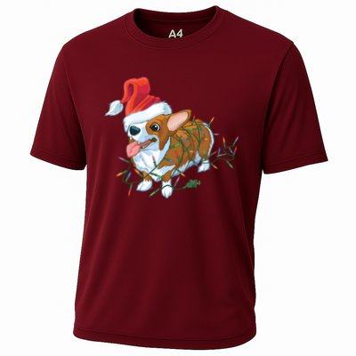 Funny Tangled Christmas Lights Corgi Dog Performance Shirt