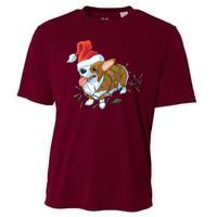 Funny Tangled Christmas Lights Corgi Dog Cooling Performance Crew T-Shirt