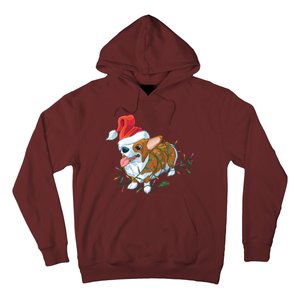 Funny Tangled Christmas Lights Corgi Dog Hoodie