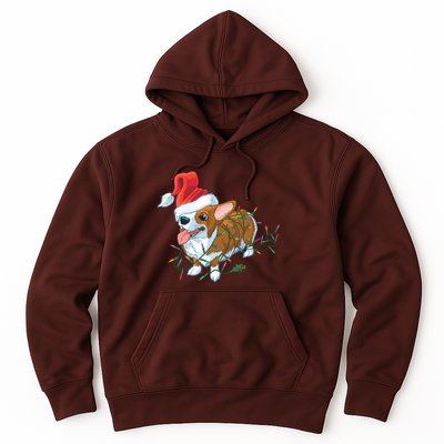 Funny Tangled Christmas Lights Corgi Dog Hoodie