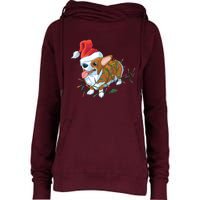 Funny Tangled Christmas Lights Corgi Dog Womens Funnel Neck Pullover Hood