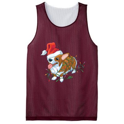 Funny Tangled Christmas Lights Corgi Dog Mesh Reversible Basketball Jersey Tank