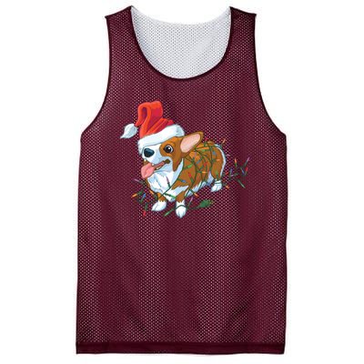 Funny Tangled Christmas Lights Corgi Dog Mesh Reversible Basketball Jersey Tank