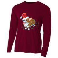 Funny Tangled Christmas Lights Corgi Dog Cooling Performance Long Sleeve Crew