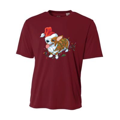 Funny Tangled Christmas Lights Corgi Dog Performance Sprint T-Shirt