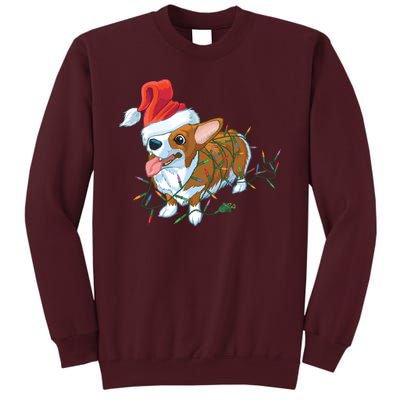 Funny Tangled Christmas Lights Corgi Dog Tall Sweatshirt