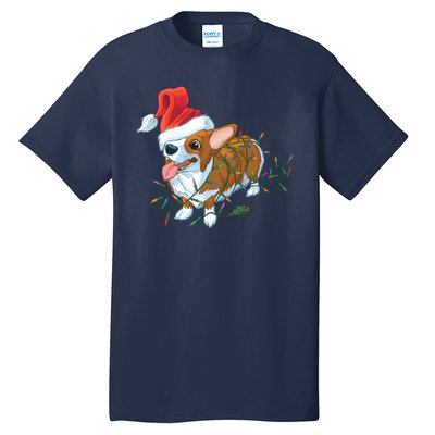 Funny Tangled Christmas Lights Corgi Dog Tall T-Shirt