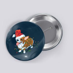 Funny Tangled Christmas Lights Corgi Dog Button