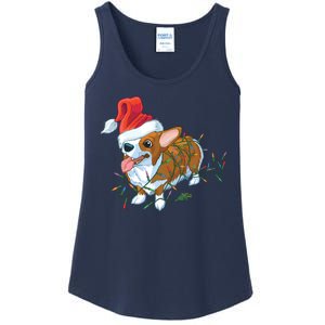 Funny Tangled Christmas Lights Corgi Dog Ladies Essential Tank