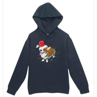 Funny Tangled Christmas Lights Corgi Dog Urban Pullover Hoodie