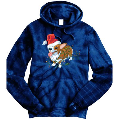 Funny Tangled Christmas Lights Corgi Dog Tie Dye Hoodie