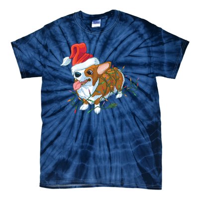 Funny Tangled Christmas Lights Corgi Dog Tie-Dye T-Shirt